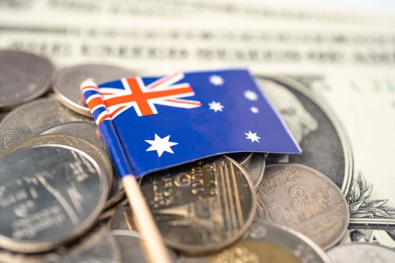 Australia flag with coins